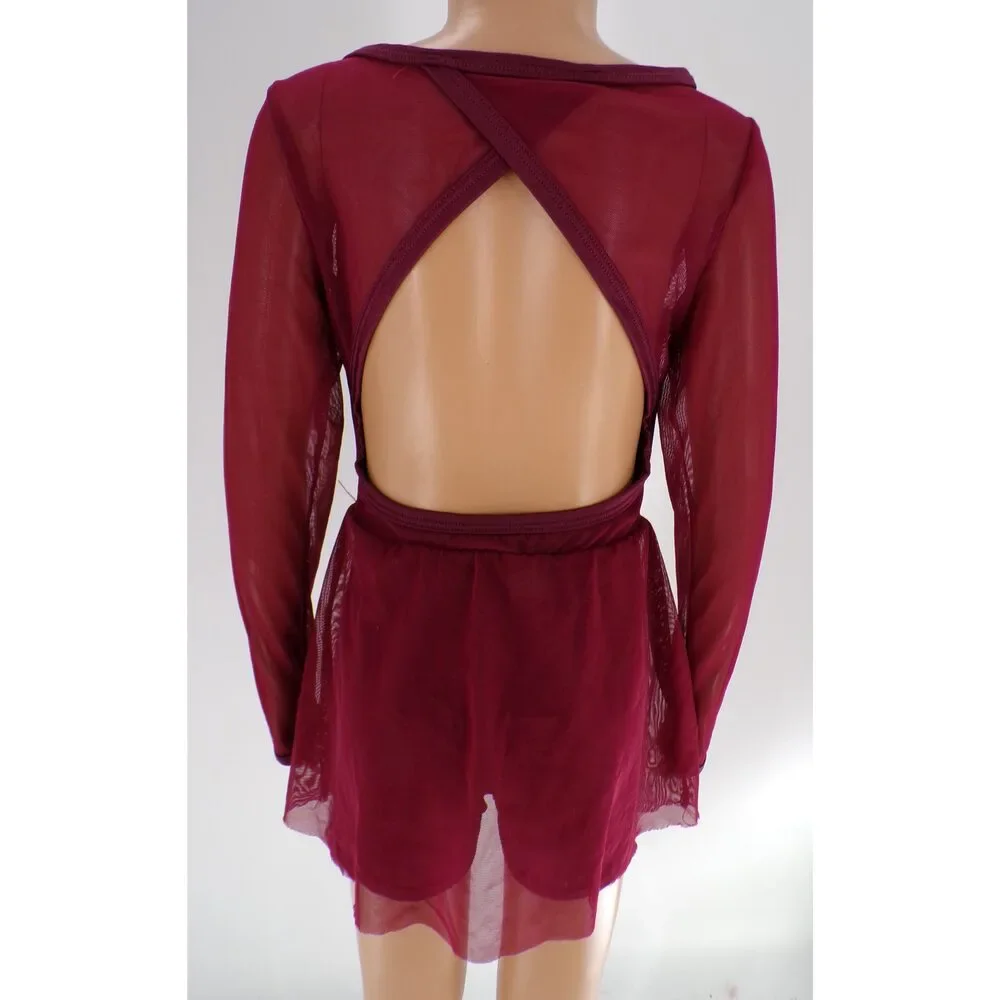 Pre-Owned Dance Costume Curtain Call P735 Small Child Burgundy Contemporary